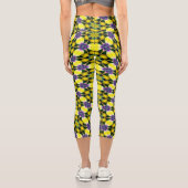 Leggings Capri Motif de marguerite jaune et violet (Verso)