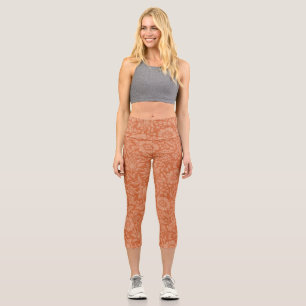 Leggings Capri Motif de Mauve de William Morris : Floral Terracot