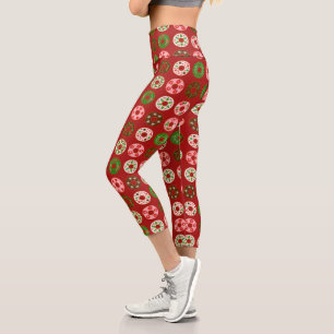 Leggings Capri Motif de Noël Donut Holiday