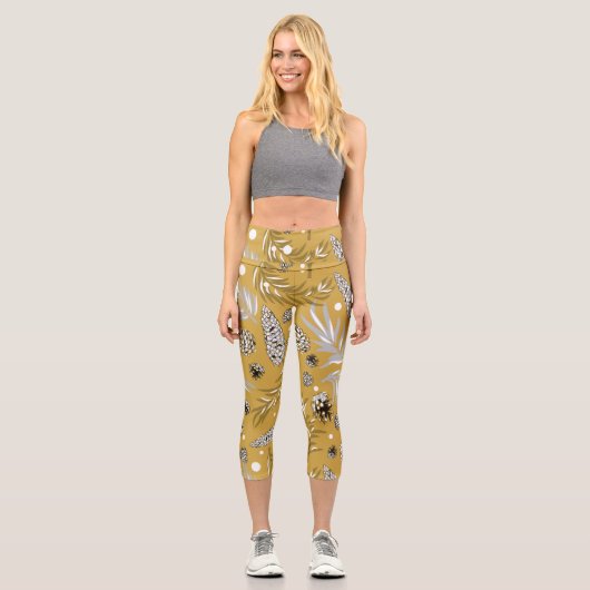 Leggings Capri Motif de Noël, Pine Snow 6 (Recto)