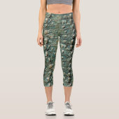 Leggings Capri Motif de peau de reptile vert (Recto)