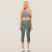 Leggings Capri Motif de peau de reptile vert (Recto)