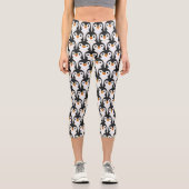 Leggings Capri Motif de pingouin noir et blanc moderne (Recto)