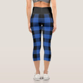 Leggings Capri Motif de plaid Rustic Blue and Black Buffalo (Verso)