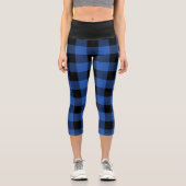 Leggings Capri Motif de plaid Rustic Blue and Black Buffalo (Recto)