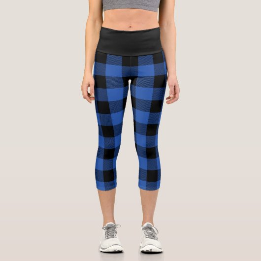 Leggings Capri Motif de plaid Rustic Blue and Black Buffalo (Recto)