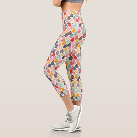 Leggings Capri Motif de point d'art pop Raindrop (Gauche)