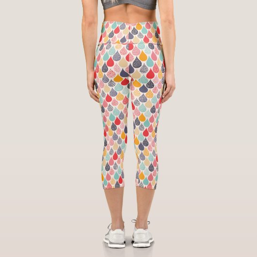 Leggings Capri Motif de point d'art pop Raindrop (Verso)