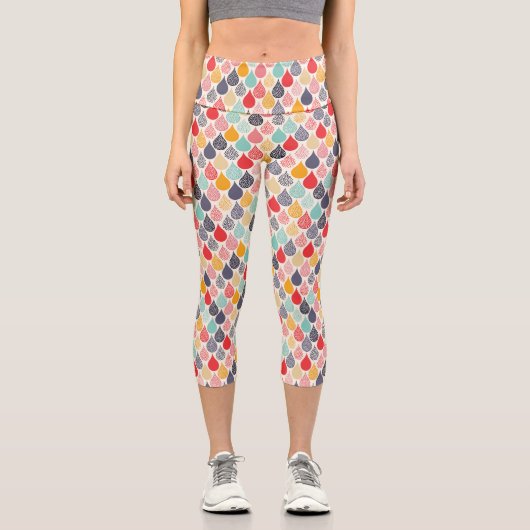 Leggings Capri Motif de point d'art pop Raindrop (Recto)