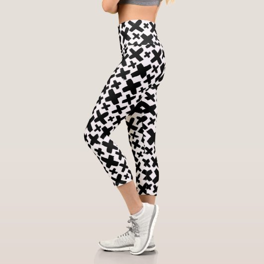 Leggings Capri Motif de projection de peinture noire (Gauche)