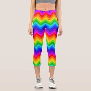 Leggings Capri Motif de rayure zigzag chevron arc-en-ciel horizon