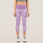 Leggings Capri Motif de répétition Pale Purple Tropical Leaf (Recto)