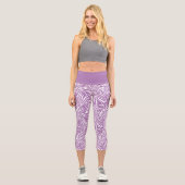 Leggings Capri Motif de répétition Pale Purple Tropical Leaf (Recto)