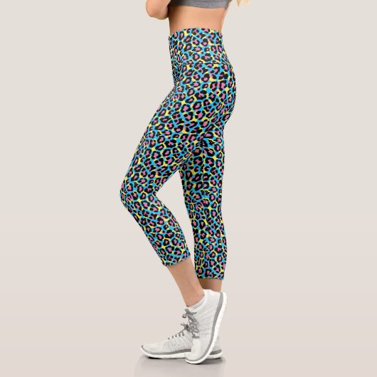Leggings Capri Motif de Spots Neon Leopard (Gauche)