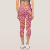 Leggings Capri Motif de Starburst Psychedélique – Rose et Orange (Verso)