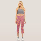 Leggings Capri Motif de Starburst Psychedélique – Rose et Orange (Recto)