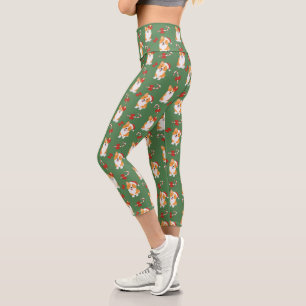 Leggings Capri Motif de Sucre de canne de Noël de Corgi