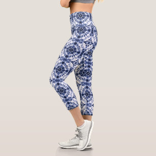Leggings Capri Motif de teinture bleu foncé