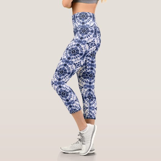 Leggings Capri Motif de teinture bleu foncé (Gauche)