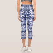 Leggings Capri Motif de teinture bleu foncé (Verso)