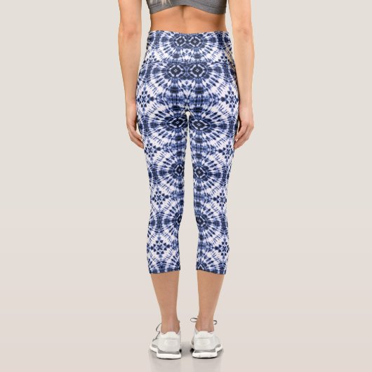 Leggings Capri Motif de teinture bleu foncé (Verso)