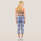 Leggings Capri Motif de teinture bleu foncé (Verso)