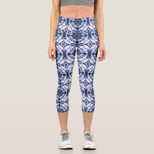Leggings Capri Motif de teinture bleu foncé (Recto)