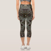 Leggings Capri motif de texture brun Abstrait, gris foncé (Verso)