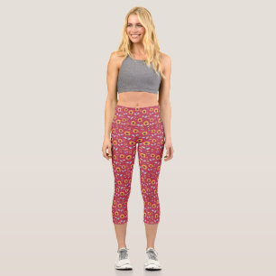 Leggings Capri Motif de tournesol - Viva Magenta