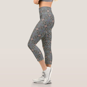Leggings Capri Motif de treillis en rosette de jardin succulent a