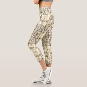 Leggings Capri Motif de triangle tribal abstrait moderne beige