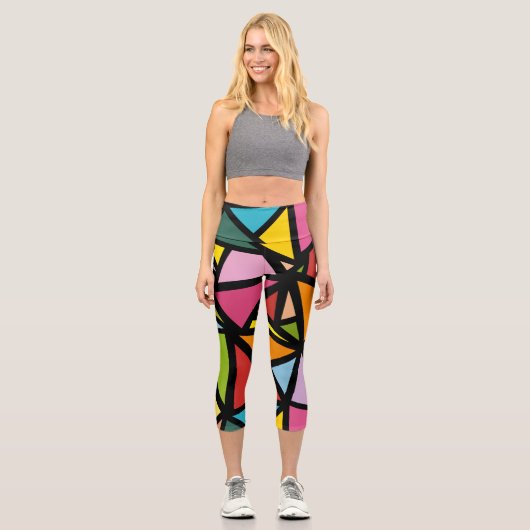 Leggings Capri Motif de triangles colorés 3 (Recto)