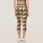 Leggings Capri Motif de vagues de clé Méandre grec marron (Verso)
