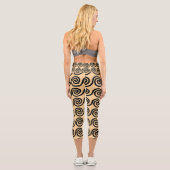 Leggings Capri Motif de vagues de clé Méandre grec marron (Verso)