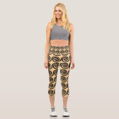 Leggings Capri Motif de vagues de clé Méandre grec marron (Recto)