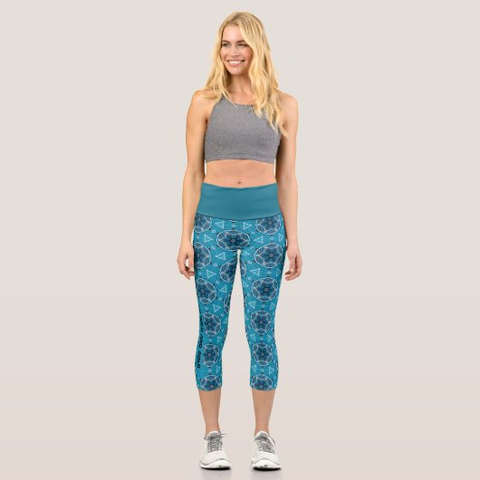 Leggings Capri motif de vélo bleu personnalisable (Recto)