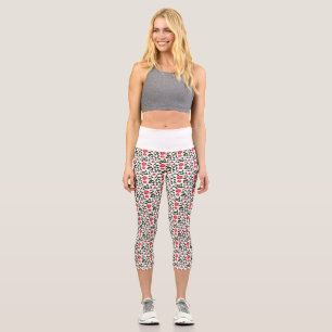 Leggings Capri Motif de vigne florale de fleurs de cerisier avec