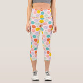 Leggings Capri Motif de visage joyeux souriant coloré (Recto)