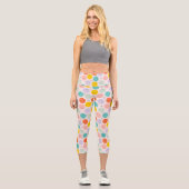 Leggings Capri Motif de visage joyeux souriant coloré (Recto)