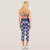Leggings Capri Motif des cercles Shibori bleu et blanc (Verso)