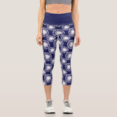 Leggings Capri Motif des cercles Shibori bleu et blanc (Recto)