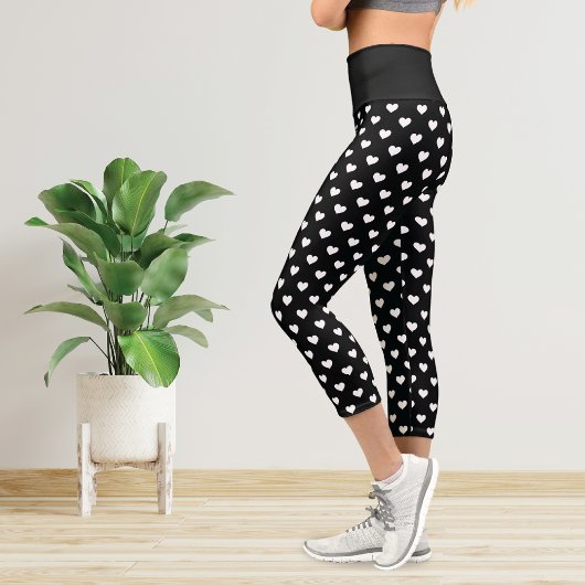 Leggings Capri Motif des Coeurs blancs pois