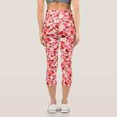 Leggings Capri Motif Des Coeurs, Coeurs Rouges, Amour (Verso)