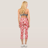 Leggings Capri Motif Des Coeurs, Coeurs Rouges, Amour (Verso)
