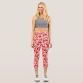 Leggings Capri Motif Des Coeurs, Coeurs Rouges, Amour (Recto)