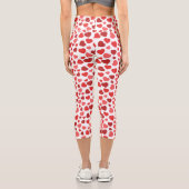 Leggings Capri Motif Des Coeurs, Coeurs Rouges, Motif Des Coeurs (Verso)