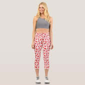 Leggings Capri Motif Des Coeurs, Coeurs Rouges, Motif Des Coeurs (Recto)