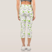 Leggings Capri Motif Des Eléphants, Eléphants Mignons - Grey Vert (Verso)