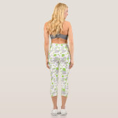Leggings Capri Motif Des Eléphants, Eléphants Mignons - Grey Vert (Verso)