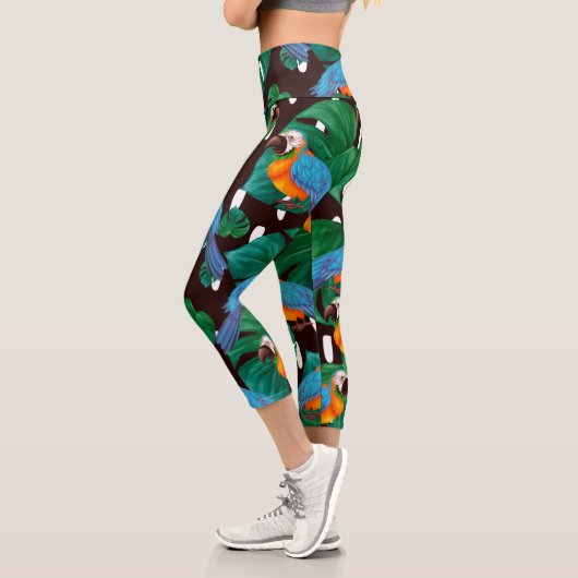 Leggings Capri Motif des oiseaux tropicaux (Gauche)